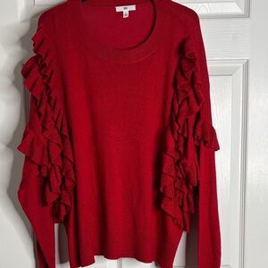 BP Red Ruffle Sleeve Sweater